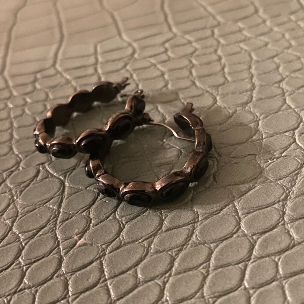Chaps Black and Brown Hoop Earrings
